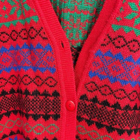 Vintage Boundary Waters Acrylic Fair Isle Boyfriend Grandpa Cardigan Sweater L - Picture 3 of 9